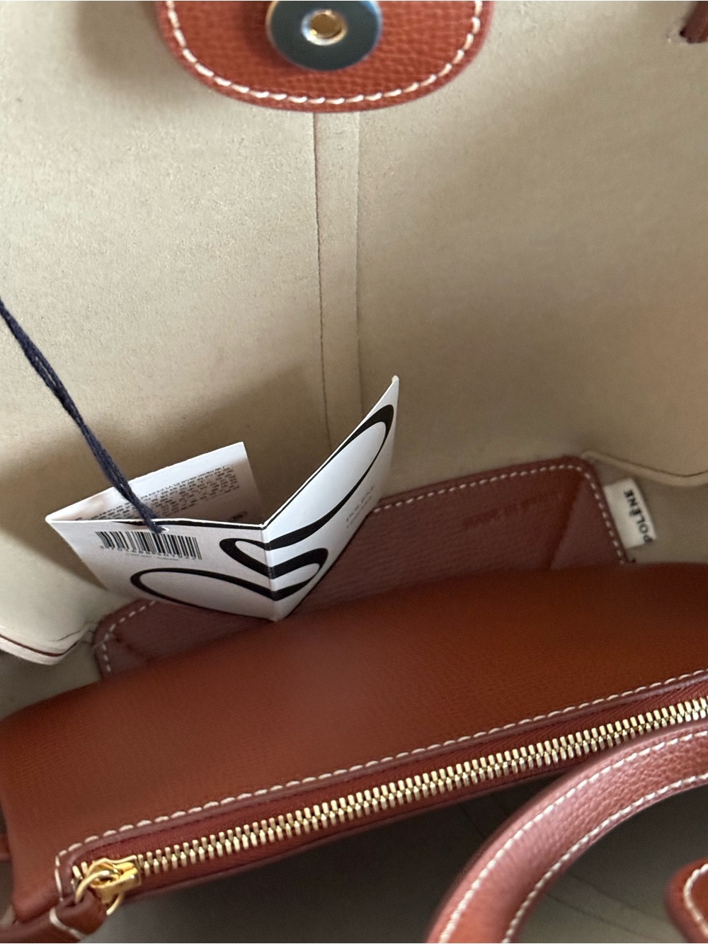 Polene Cyme Mini Cognac Tote with Top Handles - Picture 3 of 9